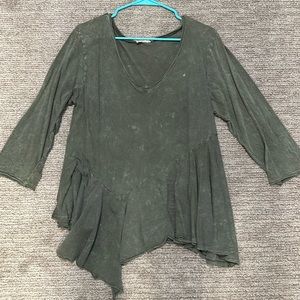 Altar’d State Green Peplum Long Sleeve Top